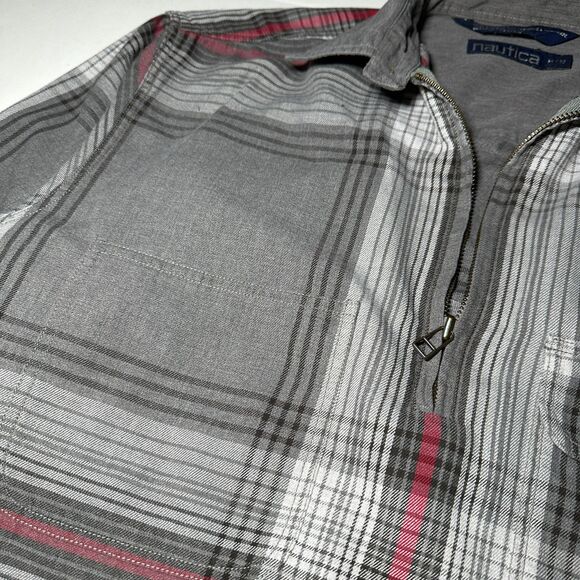 90s Vintage Nautica 1/4 Zip Relaxed Plaid Pullover Shirt Sz M Double Pocket - Picture 3 of 14